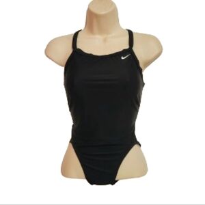 Nike Black One Piece Swimsuit Scoop Neck Racerback Size 4